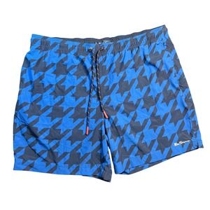 Ben Sherman Mens Blue Navy Houndstooth Swim Trunks XXL Geometric Board Shorts